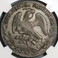 1863-O AE NGC AU 50 Mexico 8 Reales Oaxaca Mint Scarce Silver Coin (23021301C)