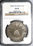 1863-O AE NGC AU 50 Mexico 8 Reales Oaxaca Mint Scarce Silver Coin (23021301C)