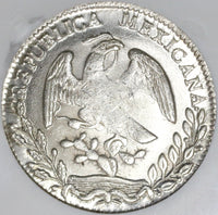 1863-O FR NGC MS 62 Mexico 8 Reales Oaxaca Mint Scarce Silver Dollar Coin (20070401C)