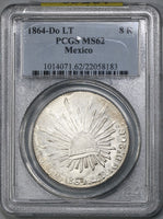 1864-Do PCGS MS 62 MEXICO Silver 8 Reales Durango Mint Scarce Coin (18061802C)