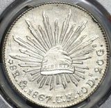 1867-Mo CH/TH PCGS AU Det Mexico 8 Reales Rare Silver Coin (20070402C)