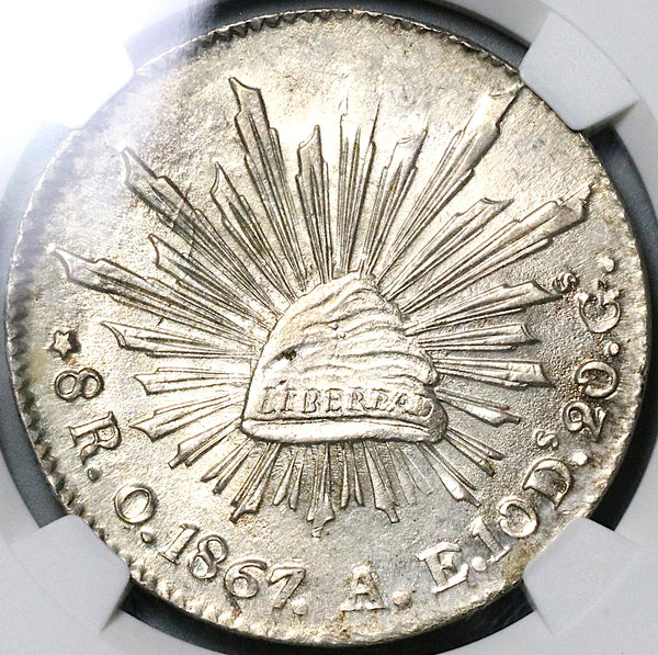 1867-O NGC MS 63 Mexico 8 Reales Oaxaca Mint Rare Silver Coin (17091205D)