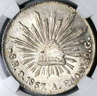 1867-O NGC MS 63 Mexico 8 Reales Oaxaca Mint Rare Silver Coin (17091205D)