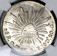 1867-O NGC MS 63 Mexico 8 Reales Oaxaca Mint Rare Silver Coin (17091205D)