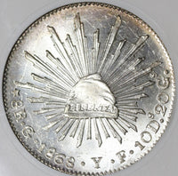 1868-Go ANACS MS 65 Mexico 8 Reales Mint State Guanajuato Silver Coin (19071301D)