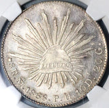 1868-Mo PH NGC MS 64 Mexico 8 Reales Cap Rays Silver Coin POP 2/0 (23030401C)