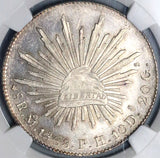 1868-Mo PH NGC MS 64 Mexico 8 Reales Cap Rays Silver Coin POP 2/0 (23030401C)