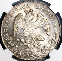 1868-Mo PH NGC MS 64 Mexico 8 Reales Cap Rays Silver Coin POP 2/0 (23030401C)