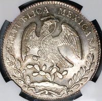 1868-Mo PH NGC MS 64 Mexico 8 Reales Cap Rays Silver Coin POP 2/0 (23030401C)