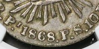1868/7-Pi NGC VF Mexico 8 Reales Potosi Scarce Cap Rays Silver Coin (23030101C)