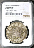 1868/7-Pi NGC VF Mexico 8 Reales Potosi Scarce Cap Rays Silver Coin (23030101C)
