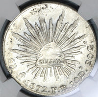 1872-Ho NGC UNC Det Mexico 8 Reales Scarce Hermosillo Silver Coin (19103002C)