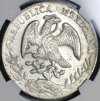 1872-Ho NGC UNC Det Mexico 8 Reales Scarce Hermosillo Silver Coin (19103002C)