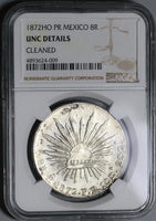1872-Ho NGC UNC Det Mexico 8 Reales Scarce Hermosillo Silver Coin (19103002C)