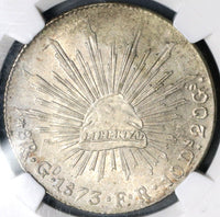 1873-Go NGC MS 61 Mexico 8 Reales Mint State Guanajuato Silver Coin (19060301C)