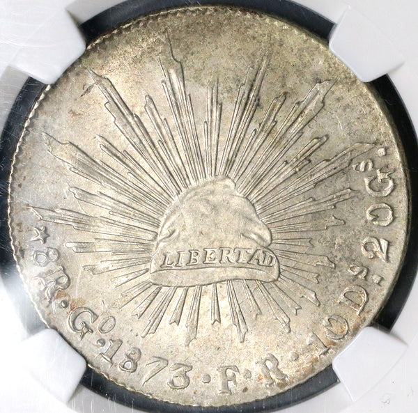 1873-Go NGC MS 61 Mexico 8 Reales Mint State Guanajuato