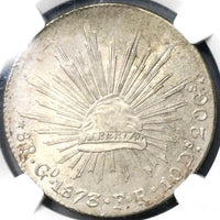 1873-Go NGC MS 61 Mexico 8 Reales Mint State Guanajuato Silver Coin (19060301C)