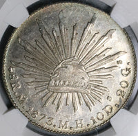 1873-Mo NGC MS 62 Mexico 8 Reales Mint State Silver First Year 8R Coin (21100603C)