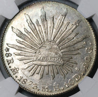1873-Mo NGC MS 62 Mexico 8 Reales Mint State Silver First Year 8R Coin (21100603C)