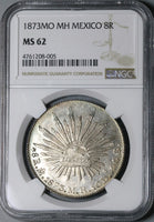 1873-Mo NGC MS 62 Mexico 8 Reales Mint State Silver First Year 8R Coin (21100603C)