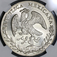 1874-Go NGC MS 62 Mexico 8 Reales Mint State Flashy Mint State Silver Coin (19060902C)