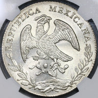 1874-Go NGC MS 62 Mexico 8 Reales Mint State Flashy Mint State Silver Coin (19060902C)