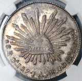 1874-Oa NGC MS 64 Mexico 8 Reales Oaxaca Mint Rare Silver Coin (21103101D)