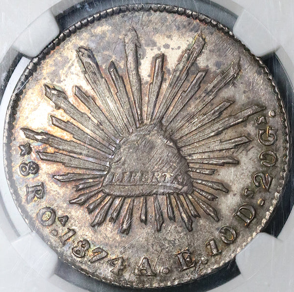 1874-Oa NGC MS 64 Mexico 8 Reales Oaxaca Mint Rare Silver Coin