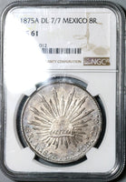1875-A NGC MS 61 Mexico 8 Reales X RARE Alamos Silver Coin 7/7 Date POP 1/0 (20111001C)