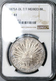1875-A NGC MS 61 Mexico 8 Reales X RARE Alamos Silver Coin 7/7 Date POP 1/0 (20111001C)