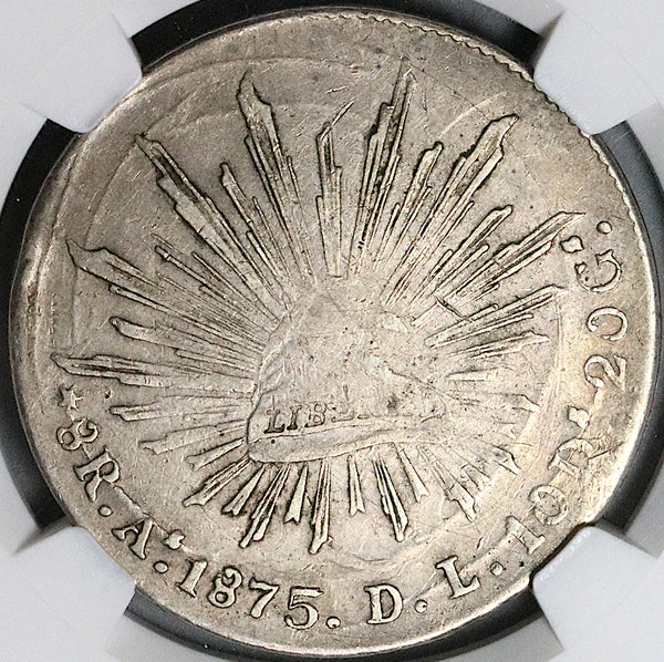 1875-As NGC XF 40 Mexico 8 Reales Rare Alamos Mint Silver Coin (22101301C)