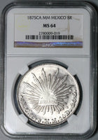 1875-Ca NGC MS 64 Mexico 8 Reales Mint State Silver Coin POP 2/0 (21073001C)