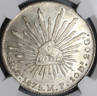 1875-Cn NGC MS 62 Mexico 8 Reales Culiacan Mint Silver Coin POP 2/2 (22110202D)