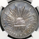 1875/6-Go NGC AU Det Mexico Silver 8 Reales Very Rare Overdate Coin (20092403C)