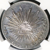 1875/6-Go NGC AU Det Mexico Silver 8 Reales Very Rare Overdate Coin (20092403C)