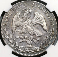 1875/6-Go NGC AU Det Mexico Silver 8 Reales Very Rare Overdate Coin (20092403C)