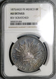 1875/6-Go NGC AU Det Mexico Silver 8 Reales Very Rare Overdate Coin (20092403C)