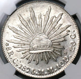 1876-Ca NGC MS 62 Mexico 8 Reales Chihuahua Mint Silver Coin (22102801D)