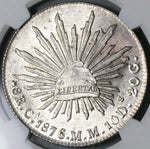 1876-Ca NGC MS 62 Mexico 8 Reales Chihuahua Mint Silver Coin (22102801D)