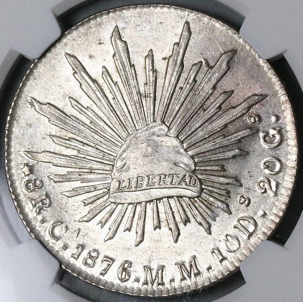1876-Ca NGC MS 62 Mexico 8 Reales Chihuahua Mint Silver Coin (22102801D)