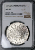 1876-Ca NGC MS 62 Mexico 8 Reales Chihuahua Mint Silver Coin (22102801D)