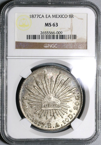 1877-Ca EA NGC MS 63 Mexico 8 Reales Chihuahua Mint Silver Coin