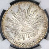 1877-Ga NGC MS 62 Mexico 8 Reales Mint State Guadalajara Silver Coin (19060203C)