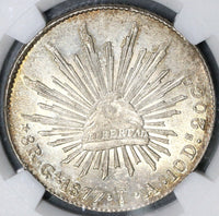1877-Ga NGC MS 62 Mexico 8 Reales Mint State Guadalajara Silver Coin (19060203C)