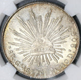 1877-Ga NGC MS 62 Mexico 8 Reales Mint State Guadalajara Silver Coin (19060203C)