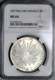 1877-Mo NGC MS 64 Mexico 8 Reales Mint State Silver Coin POP 4/1 (21040202D)