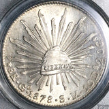 1878/7-Go PCGS MS 62 Mexico 8 Reales Rare Guanajuato Overdate Silver Coin (21120501C)
