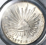 1878/7-Go PCGS MS 62 Mexico 8 Reales Rare Guanajuato Overdate Silver Coin (21120501C)