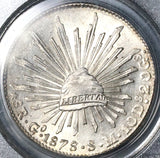 1878/7-Go PCGS MS 62 Mexico 8 Reales Rare Guanajuato Overdate Silver Coin (21090407C)