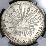 1879/8-Go NGC MS 62 Mexico 8 Reales Scarce Guanajuato Overdate Silver Coin (21090407C)
